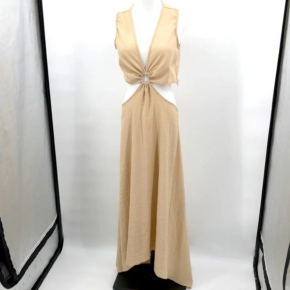 Shein Cut Out Sleeveless Maxi Dress Size 8/10 Textured Fabric